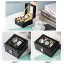 Watch Box Organizer Case Jewelry Display Tray Glass Top PU Leather(3 Slot)-3