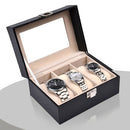Watch Box Organizer Case Jewelry Display Tray Glass Top PU Leather(3 Slot)-5