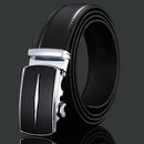 Adjustable Slide Genuine Leather Belt Men's Plate Reversible Buckle Business Dress Belts (FB8603#38)-5
