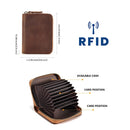 Genuine Leather Large Capacity RFID Anti-magnetic Money Clip Organ Wallets (Coffee)-7