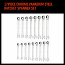 17Pc Ratchet Spanner Set Metric Combination Wrenches Open End Ring CR-V 8-24mm-4