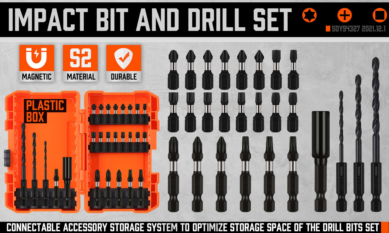 26Pc Impact Screwdriver Bit Set Magnetic Drill Bit Holder Quick Release Drilling - 0