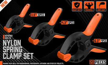 20Pc Spring Clamps Set Heavy Duty Nylon Clips 3 Sizes Non-Slip Grip TPR Handle - 0