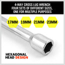14" Wheel Brace Spanner 4-way Cross Wrench Car Tyre Nut 17 19 21 23mm Socket-5