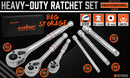 Mini Ratchet Spanner 1/2 3/8 1/4 Drive 90 Tooth Extension Bar Workshop With Bag-2