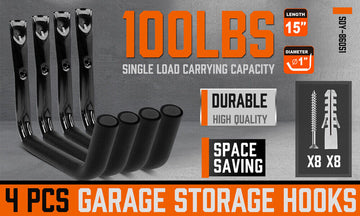 HORUSDY Large 4Pc Wall Mount Hook Set Heavy Duty Garage Kayak Holder Bike Rack - 0