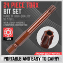 24Pc Torx Bit Set Star Head Screwdriver Bit Long Security Temper Proof T5-T40-3