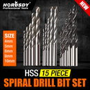15Pc HSS Drill Bits Combination Set Wood Metal & Concrete Drilling Metric Titanium-5