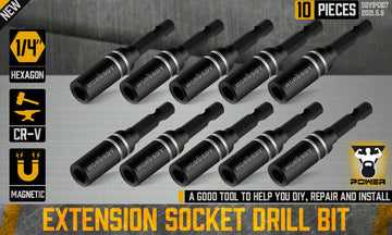 10Pc Magnetic Extension Socket Drill Bit Holder 1/4" Hex Screwdriver Nut Driver - 0