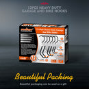 12Pc Wall Mount Hooks Set Heavy Duty Steel Garage Storage Rack Utility Hangers-8