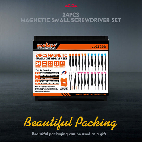 24-Piece Magnetic Precision Screwdriver Set - Small Screwdrivers for Eyeglasses, Phones, Watches Electronics Repair