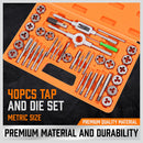 40Pc Tap And Die Set Metric Szie Screw Screwdriver Thread Drill W/t Pitch Gauge-4