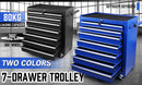 7-Drawer Drawer Tool Box Trolley Cabinet - Blue or Black Heavy Duty Tool Chest Garage Storage Cart Organizer-2