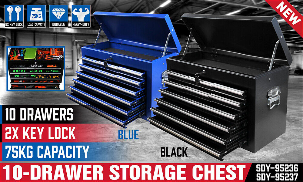 HORUSDY 10-Drawer Tool Box Chest Toolbox Lockable Drawer Cabinet Garage Storage - 0