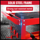 3-Tier Heavy Duty Steel Tool Trolley - Workshop Cart with Pegboard, Hooks and Locking Swivel Casters-4