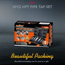 HORUSDY 6Pc NPT Pipe Tap Set Thread Tap Screw Tool 1/8" 1/4" 3/8" 1/2" 3/4" 1"-6