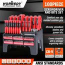 100Pc Screwdriver Set Ratchet Handle Socket Slot Pozi Hex Star Square Bits Rack-1