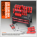 100Pc Screwdriver Set Ratchet Handle Socket Slot Pozi Hex Star Square Bits Rack-3