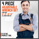 4Pc Adjustable Wrench Set Heavy Duty Shifter Spanner Wide Open Jaw 6"/8"/10"/12"-7