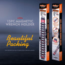 Magnetic Spanner Holder Aluminum 15 Wrench Rack Tool Screwdriver Organizer Red-9