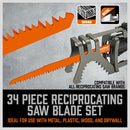 34-Piece Reciprocating Saw Blade Set Wood and Metal Cutting Blades with Storage Pouch-3