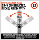 10Pc Flexible Head Ratchet Spanner Set Metric Wrench CRV With Carry Pouch 8-22MM-6