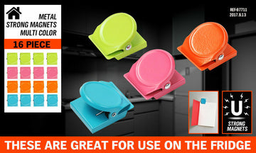 16Pc Magnetic Spring Clamps Magnet Refrigerator Clips Note Holder Fridge Tips - 0