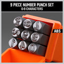 9Pc 6mm Number Stamp Punches Set Metal Plastic Wood Leather With Storage Case-4