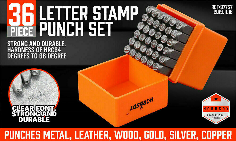 36Pc 6mm Number & Capital Letter Stamp Set Punches Metal Plastic Wood Leather - 0