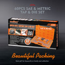 60Pc Tap And Die Set Metric Imperial Screw Screwdriver Thread Drill Pitch Gauge-8