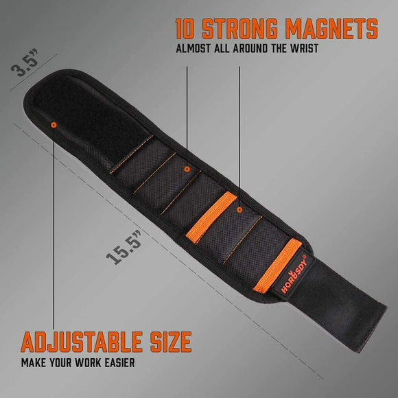 Magnetic Wristband & Universal Socket Grip 7-19mm Magnets Screws Nails Holder