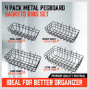 4Pc Pegboard Baskets Set Storage Bins Peg Board Organizer 4 Size Display Hangers-3