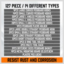 127Pc Pegboard Hooks Set Storage Baskets Organizer Hanger Inc. 4 Small Peg Board-5