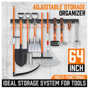64" Wall Mount Tool Hanger Garden Storage Organizer Mop Broom Holder Hook Pegs-3