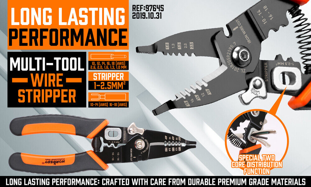 8" Wire Stripping Tool Wire Cutter Hand Crimping Pliers Strip Cutter Insulated - 0