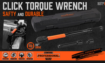 HORUSDY 3Pc 1/2" Drive Click Torque Wrench Ratchet Socket with Adaptor Extension - 0