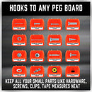 16Pc Pegboard Bins Peg Board Parts Storage With Steel Hooks Tools Organiser Tray-5