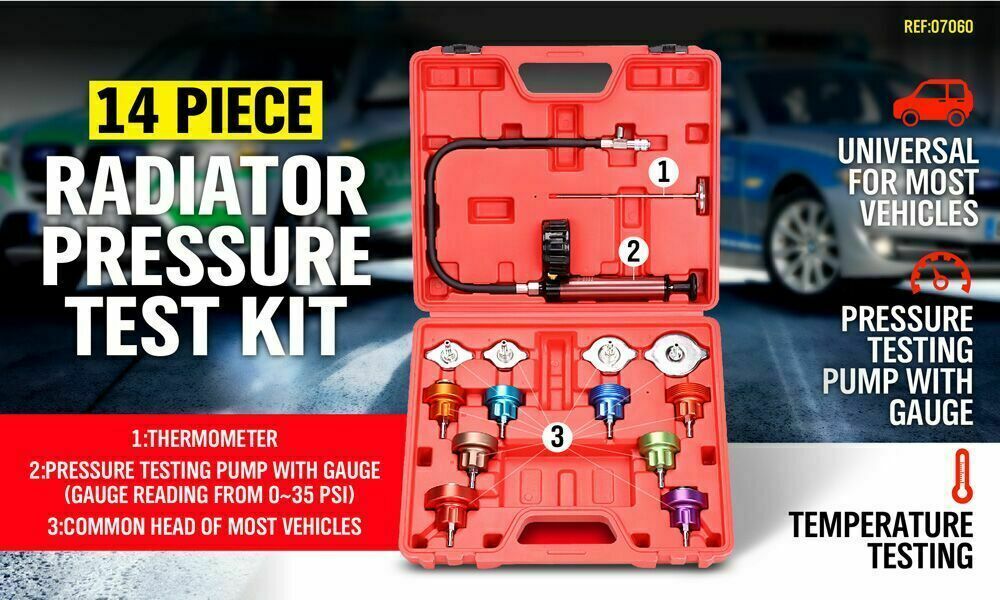 Universal Cooling System Radiator Pressure Tester Gasket Test Kit Leak Detector - 0