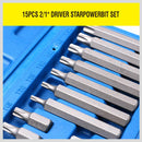 15Pc Torx Bit Set Long & Short Star Key Torque Bits 1/2" Drive CRV Storage Case-8
