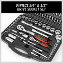 94Pc Socket Ratchet Wrench Set Screwdriver Bits Extension Torx Hex 1/4" 1/2" Dr.-3
