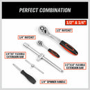 94Pc Socket Ratchet Wrench Set Screwdriver Bits Extension Torx Hex 1/4" 1/2" Dr.-5