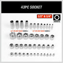 94Pc Socket Ratchet Wrench Set Screwdriver Bits Extension Torx Hex 1/4" 1/2" Dr.-6