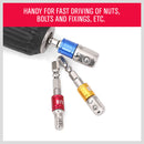 3Pc Socket Bit Adaptor Set Drill Nut Driver Power Extension Bars 1/4" 3/8" 1/2"-5