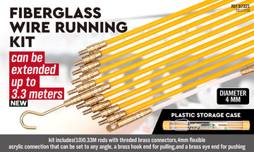 3.3m ⏀ 4mm Fibreglass Electricians Push Pull Rods Cable Cavity Contractors Duct - 0