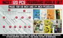 120Pc Pegboard Hooks Set Slat Wall Hanger Garage Organizer Shop Display Hanging-2