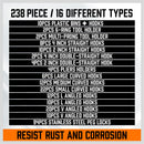 238Pc Pegboard Hooks Set Peg board Bins Parts Storage Assortment Tools Organiser-7