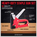 Heavy Duty Staple Gun Set 2in1 Stapler 1500Pc Staples Tacker Hand Fastener Tool-3