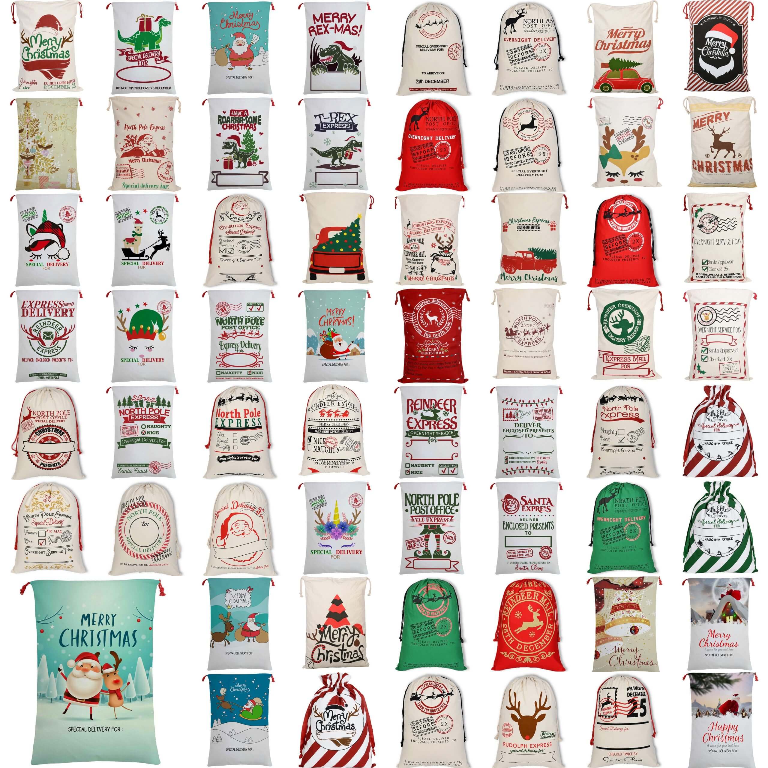 50x70cm Canvas Hessian Christmas Santa Sack Xmas Stocking Reindeer Kids Gift Bag, Merry Christmas Golden Tree - 0