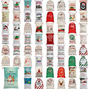 50x70cm Canvas Hessian Christmas Santa Sack Xmas Stocking Reindeer Kids Gift Bag, Cream - Snowflakes Santa-2