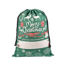 50x70cm Canvas Hessian Christmas Santa Sack Xmas Stocking Reindeer Kids Gift Bag, Green - Reindeer Gift-1